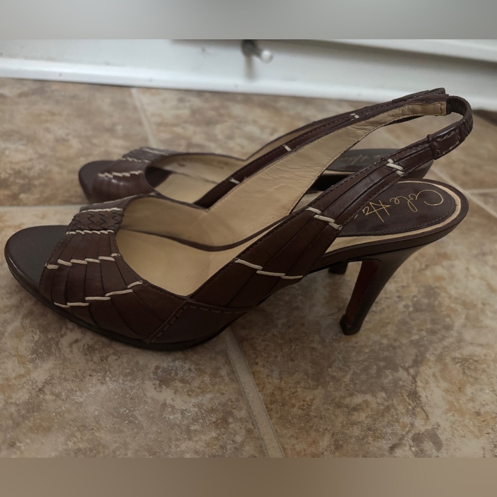 Cole Haan Brown Leather Slingback Heels - Size 8.5